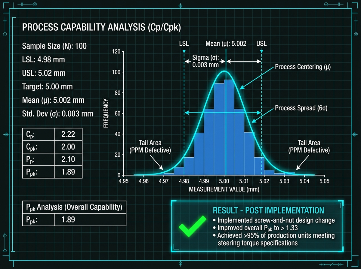 Process capability report for torque RCA outcome