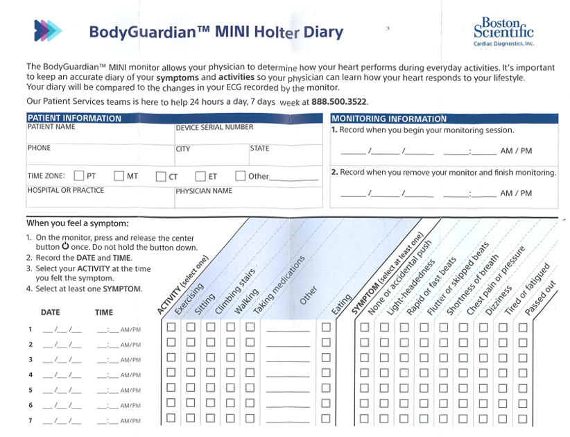Paper symptom diary workflow